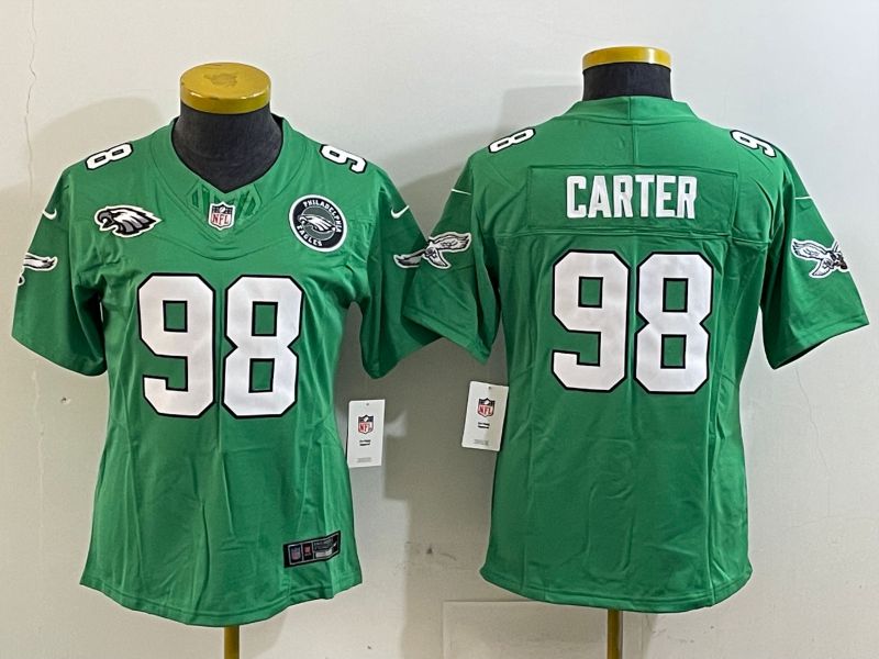 Women Philadelphia Eagles #98 Carter Green three generations 2025 Nike Vapor Limited NFL Jersey style 5
